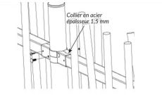 POTEAU CLOTURE BARREAUDEE LINEATOIRE 170CM ET 2 COLLIERS